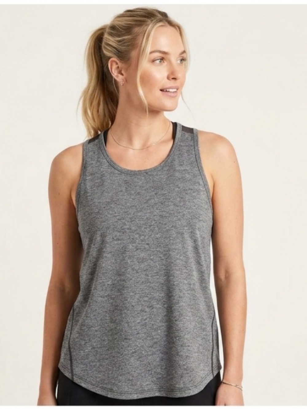 Tek Gear Workout Tank Top Womens XL Heather Gray Mesh Racerback Training Shirt
